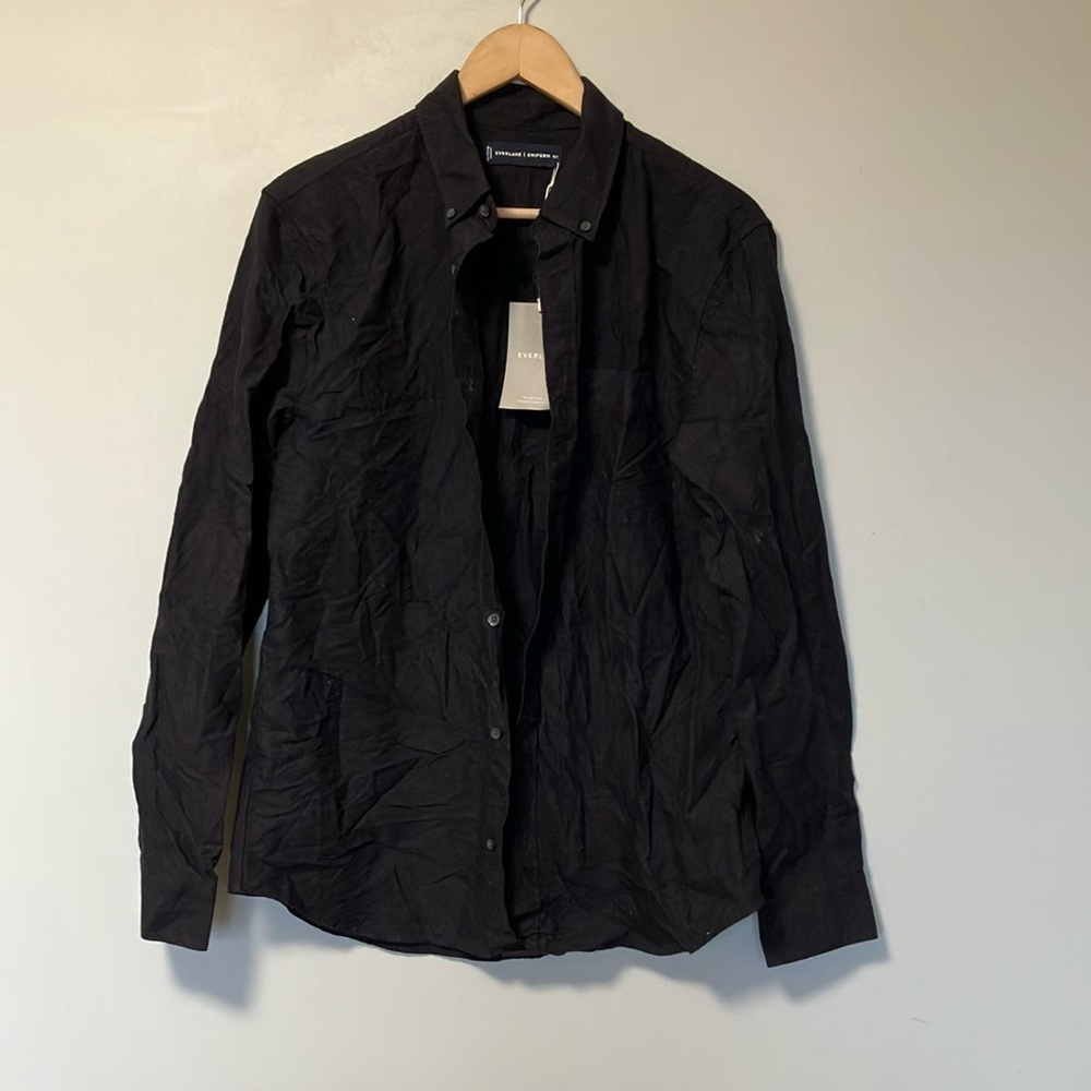 NWT Everlane Uniform 100% Cotton Men's Black Button Down Shirt MT